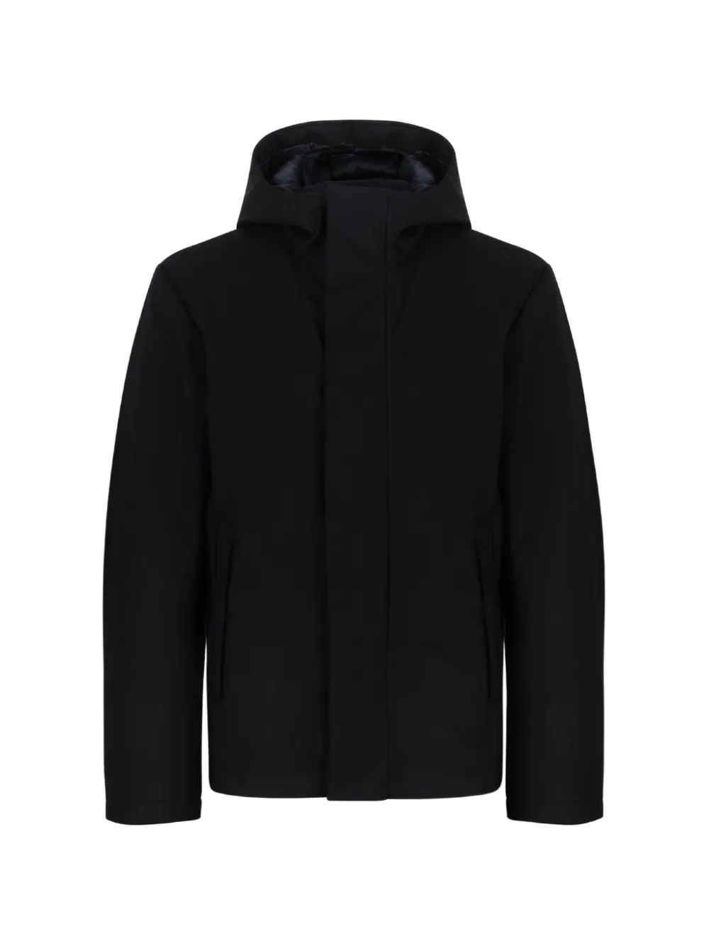Add Hooded Concealed-fastening Jacket In Blue