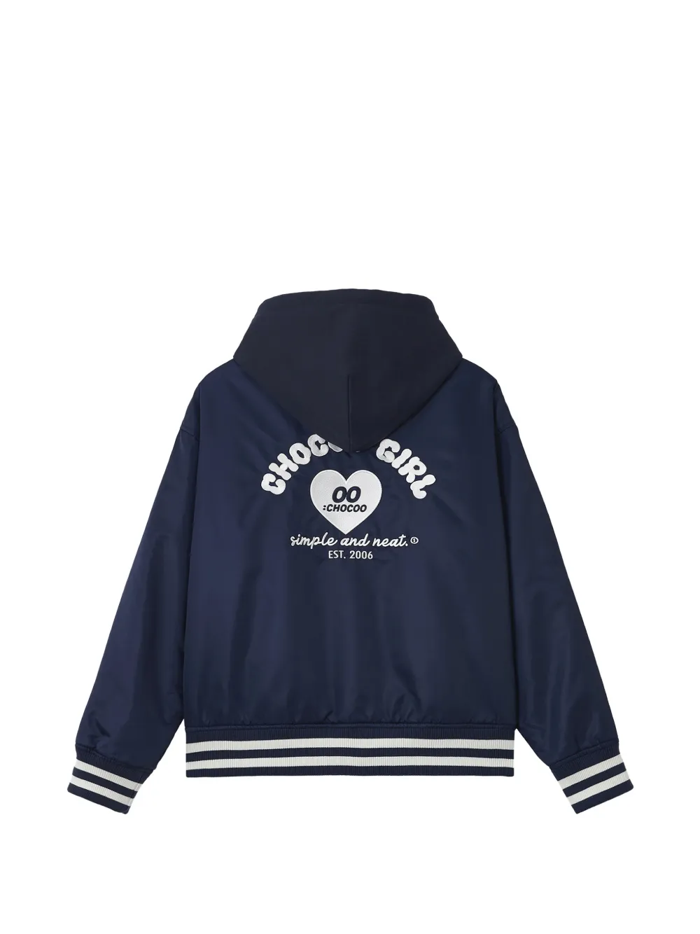 CHOCOOLATE logo-print hooded bomber jacket Blauw