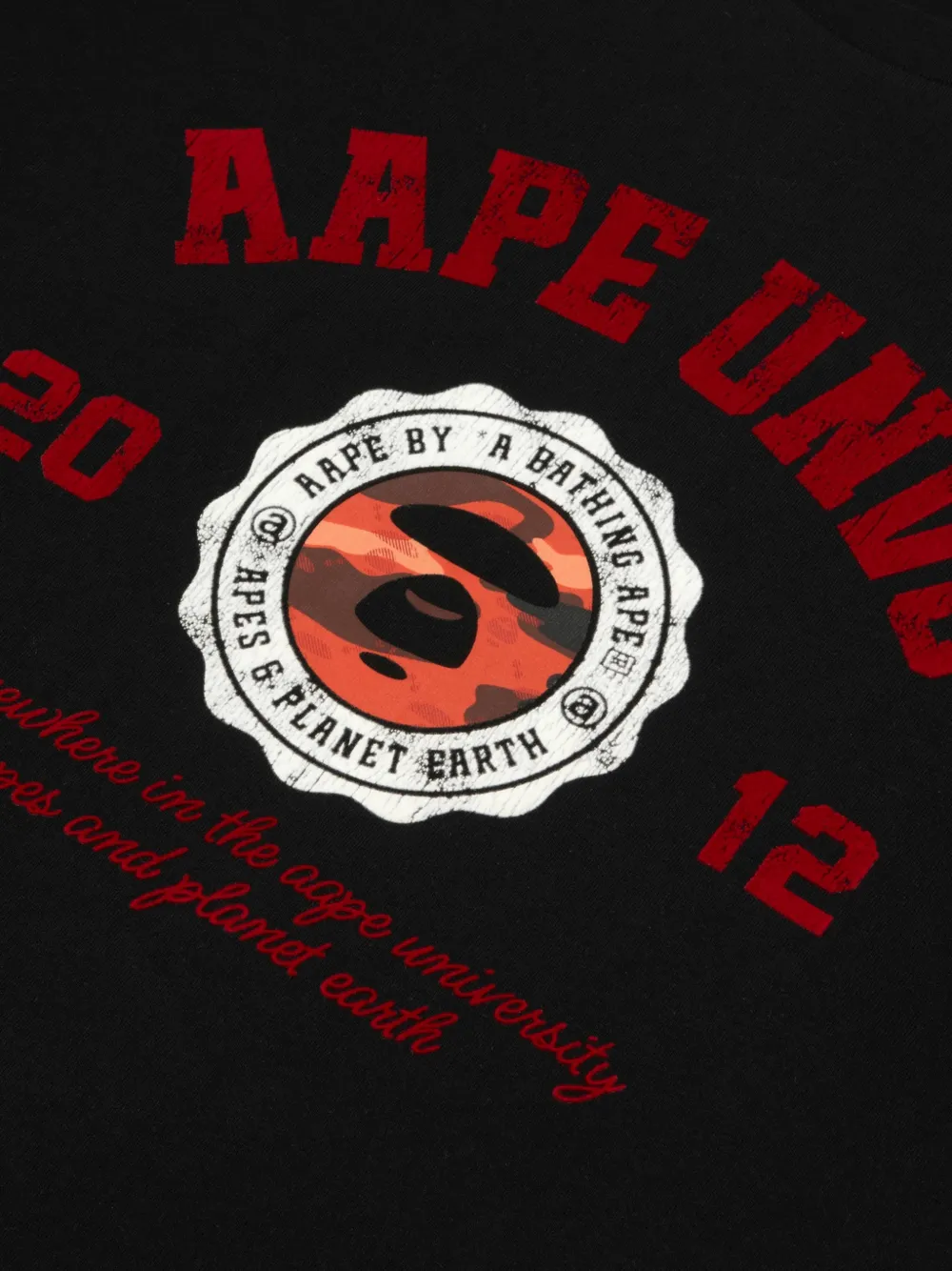AAPE BY *A BATHING APE AAPEUNVS Moonface T-shirt met grafische print en logo-patch Zwart