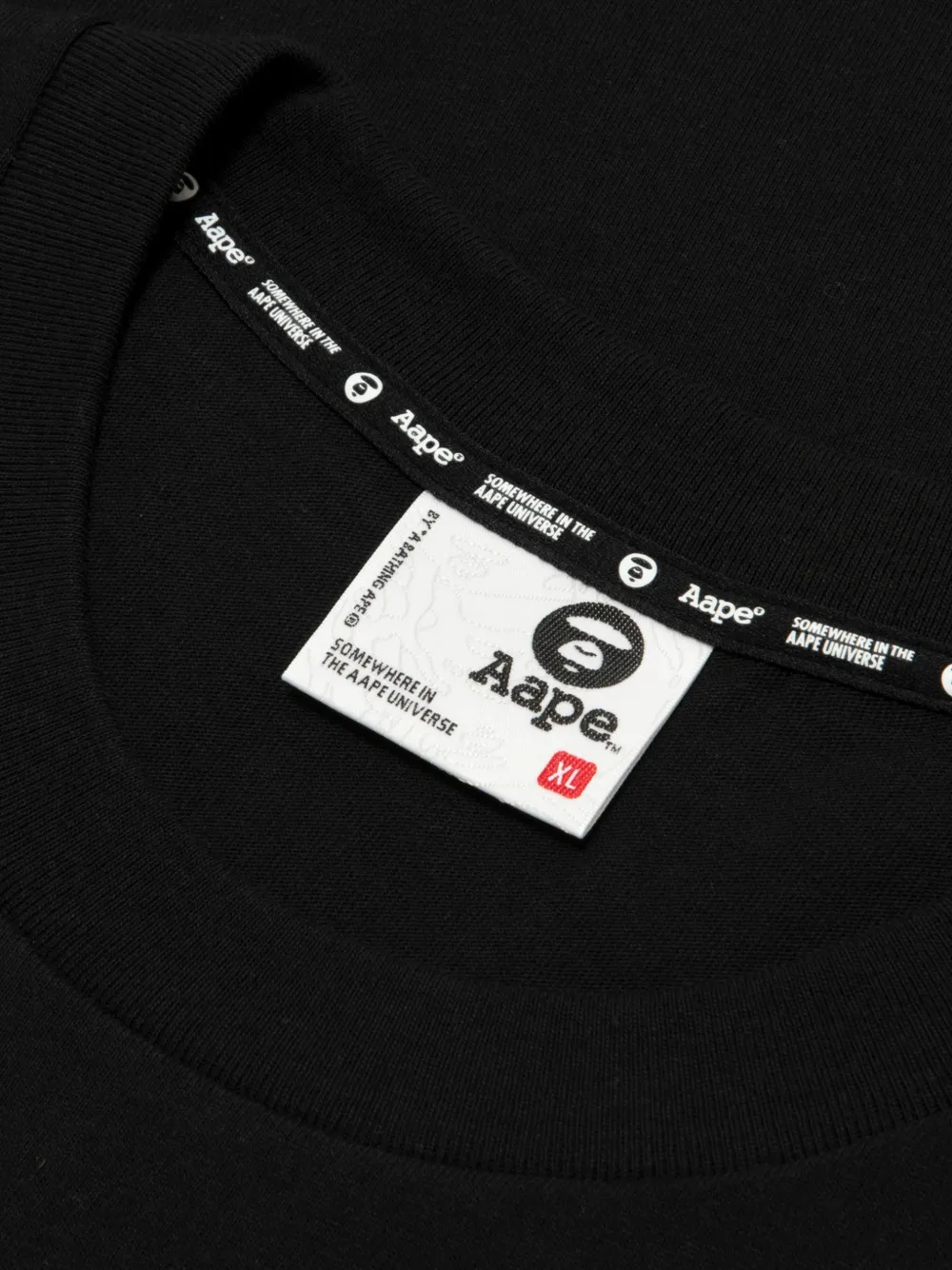 AAPE BY *A BATHING APE AAPEUNVS Moonface T-shirt met grafische print en logo-patch Zwart