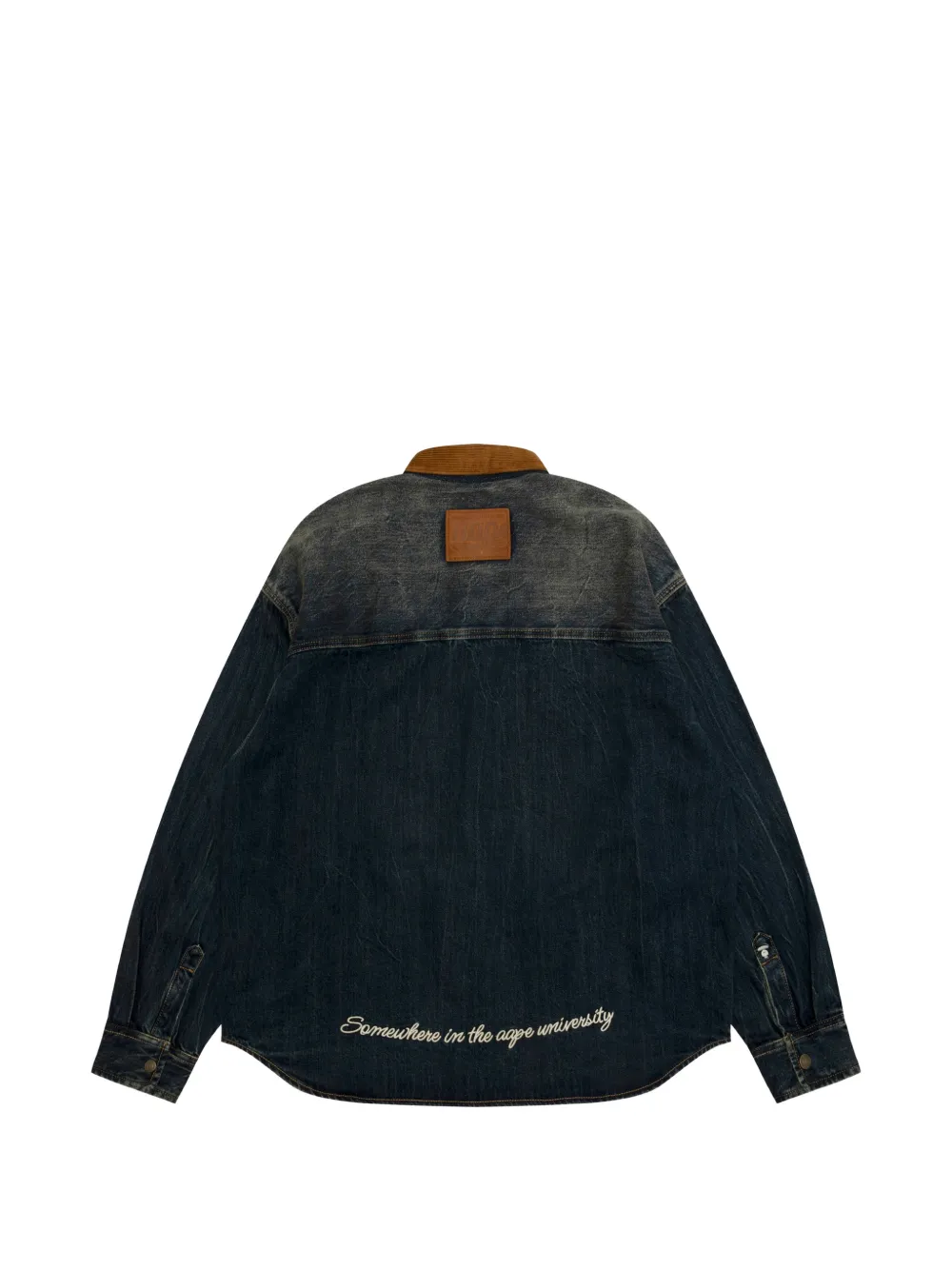 AAPE BY *A BATHING APE College Crop overhemd met ribfluwelen kraag Blauw