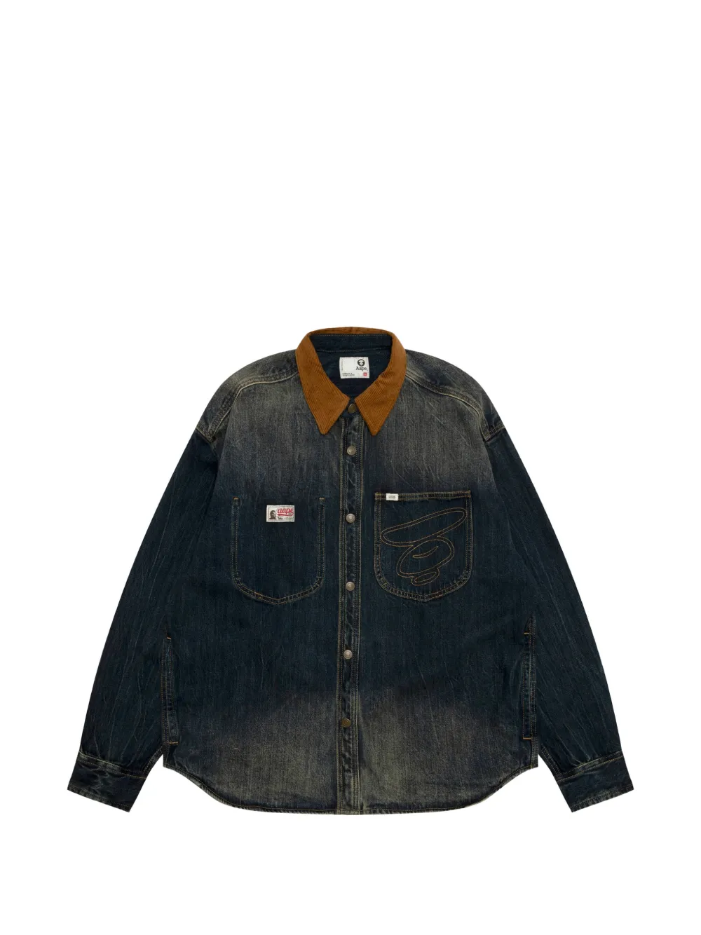 AAPE BY *A BATHING APE® College Crop corduroy-collar shirt