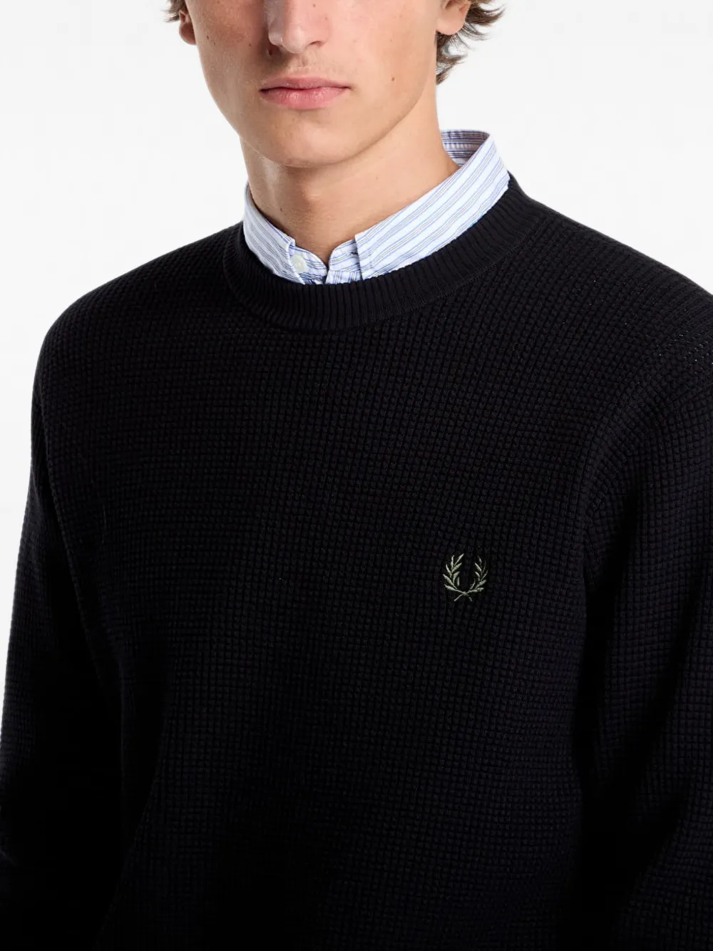 Fred Perry Trui met wafelstiksel Zwart