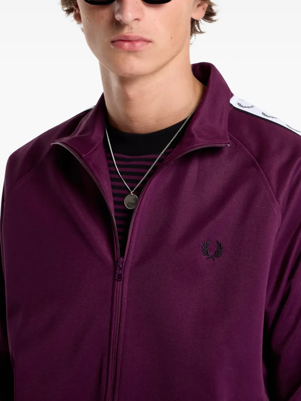 Fred Perry logo-tape bomber jacket