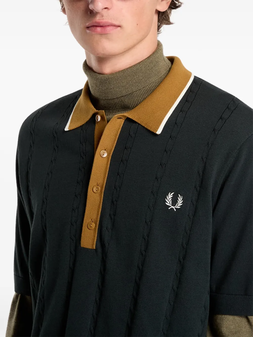 Fred Perry cable-knit polo shirt