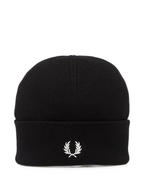 Fred Perry embroidered-logo beanie hat