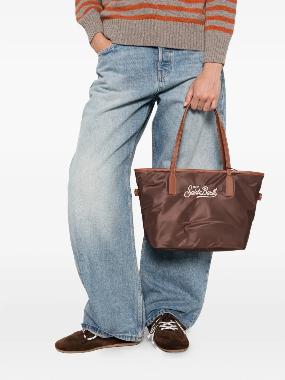 MC2 Saint Barth mid City logo-embroidered tote bag Bruin