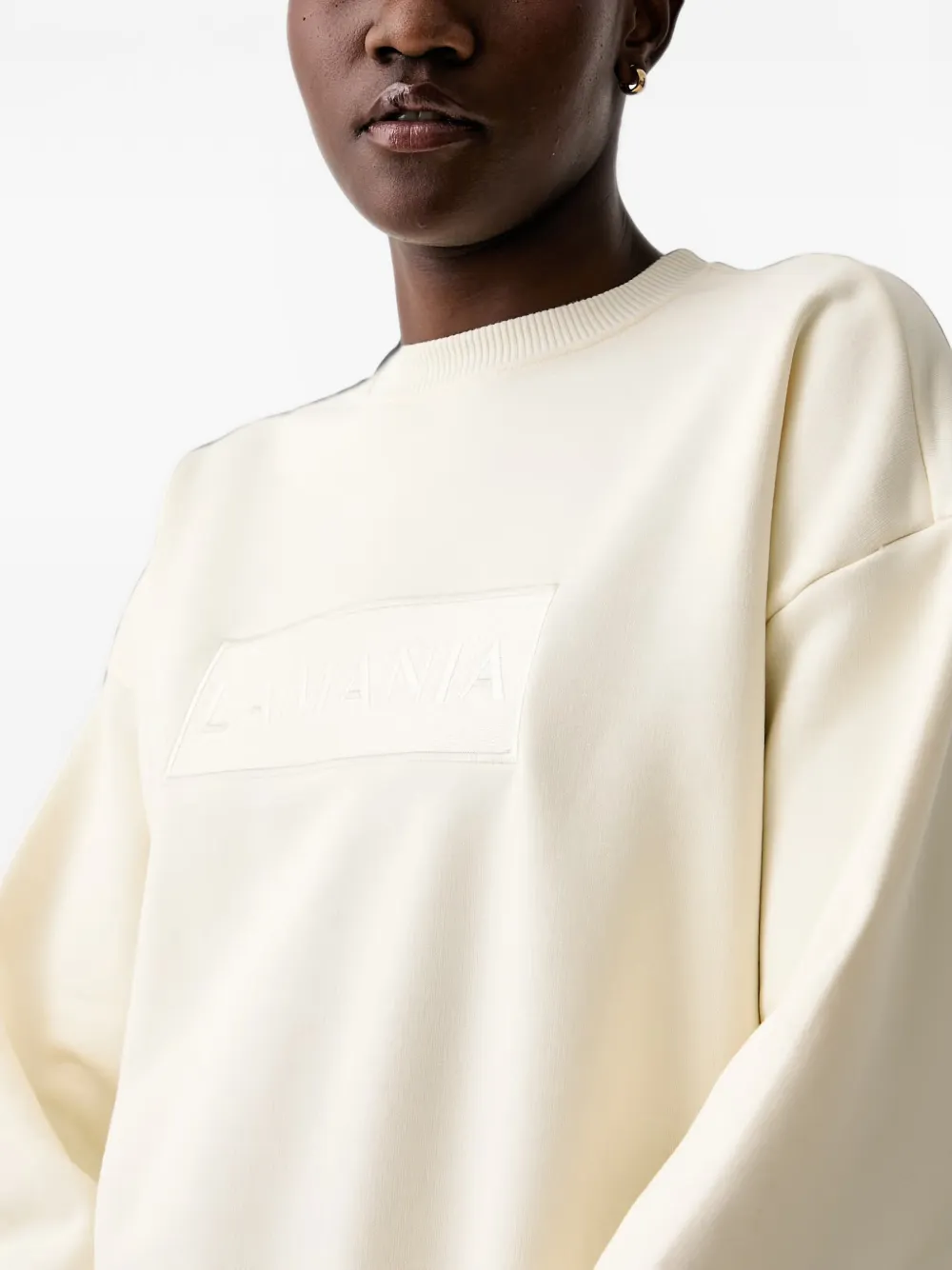 La Mania Sweater met geborduurd logo Beige