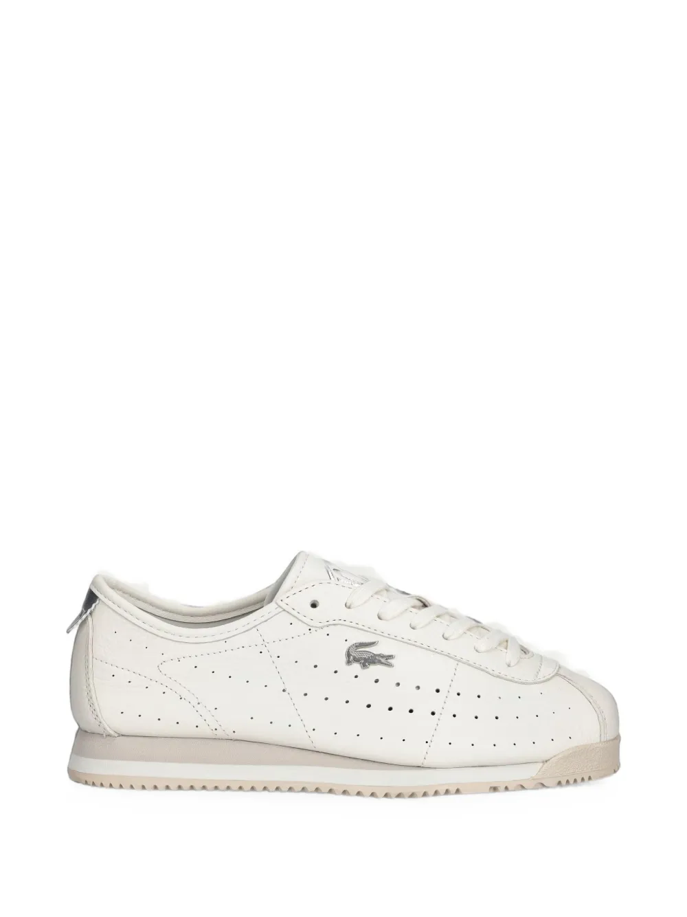 Lacoste Club perforated logo-plaque sneakers - women - Calf Leather/Recycled Polyester/Recycled Polyurethane/Polyester/Rubber/Polyethylene vinyl ...