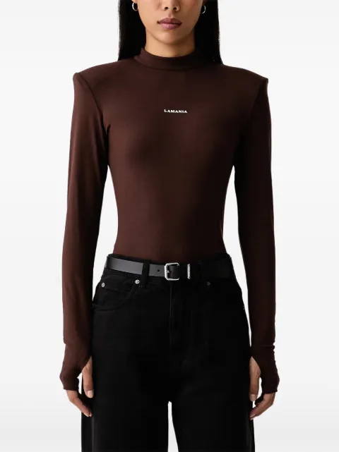 La Mania padded-shoulder logo-print top