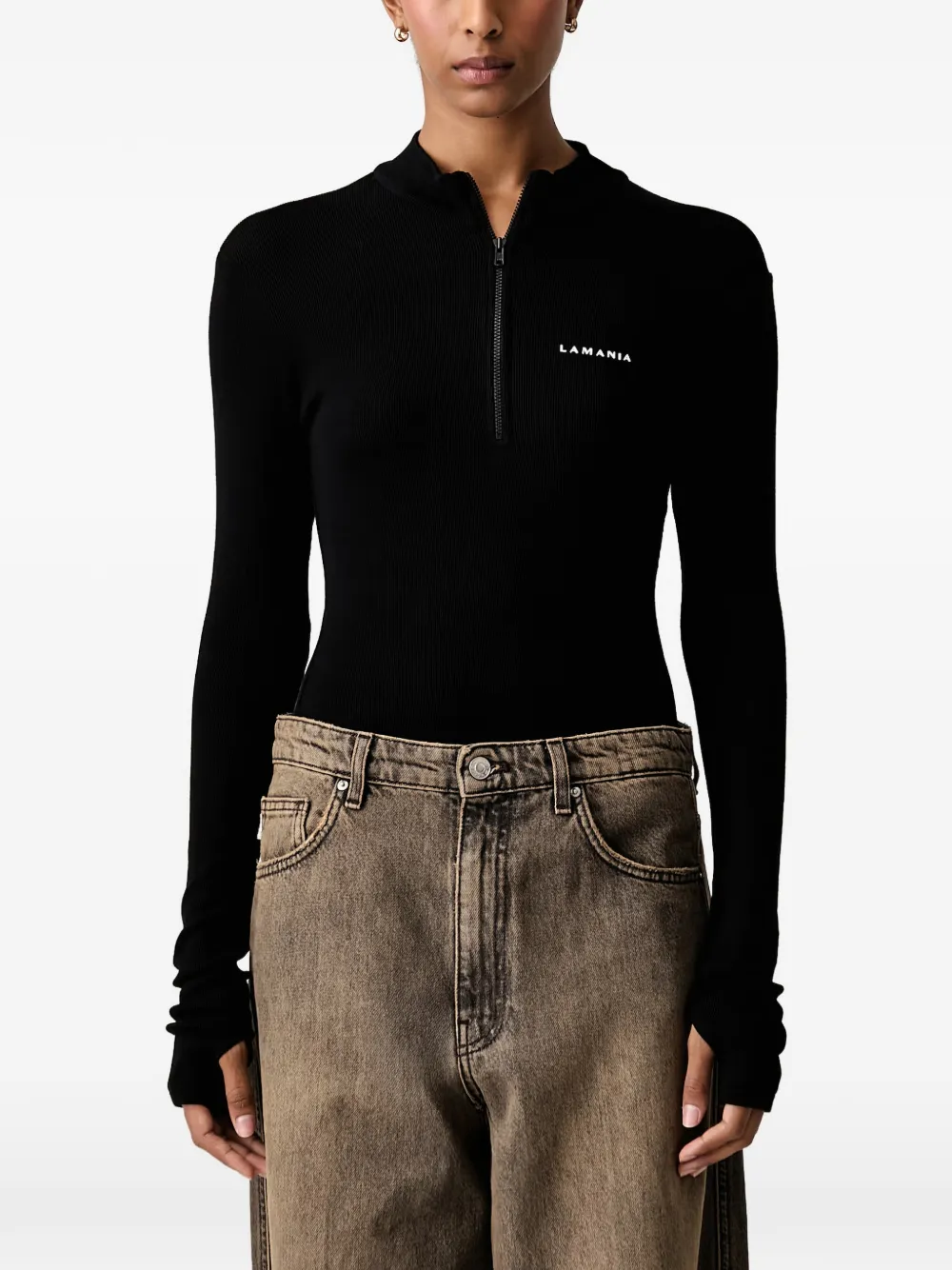 La Mania Sheryl ribbed-knit top - Nero