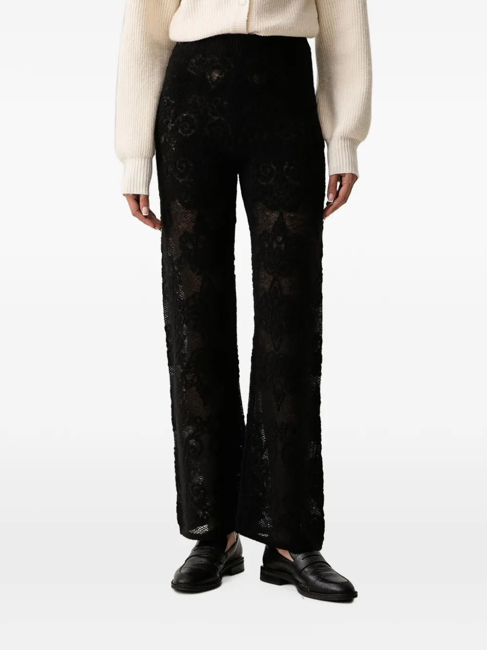 TWINSET lace-knit straight-leg trousers