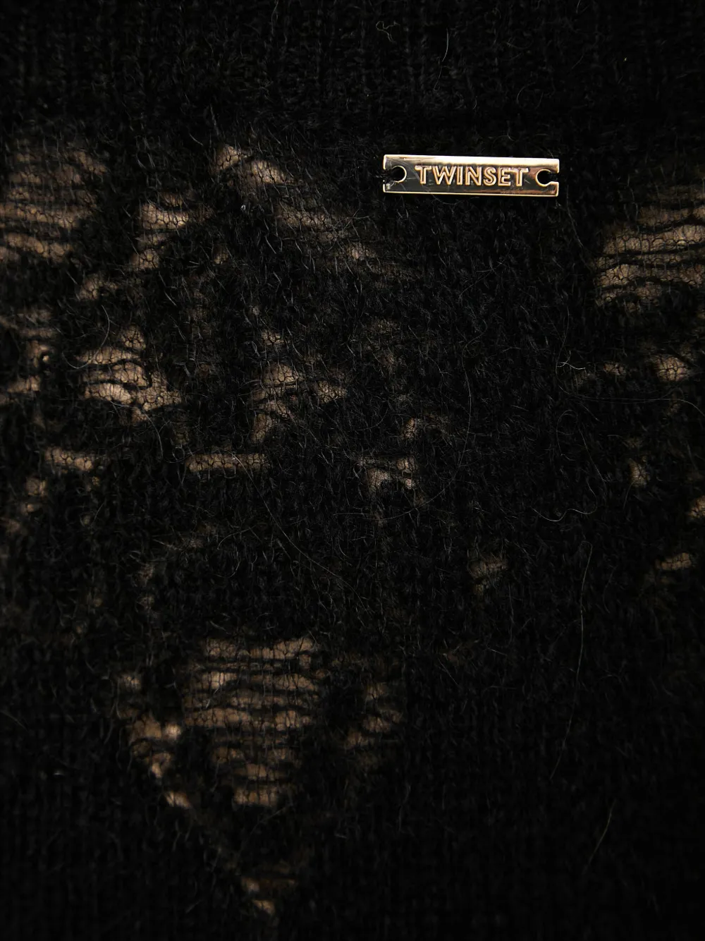 TWINSET Gebreide straight broek met kant Zwart