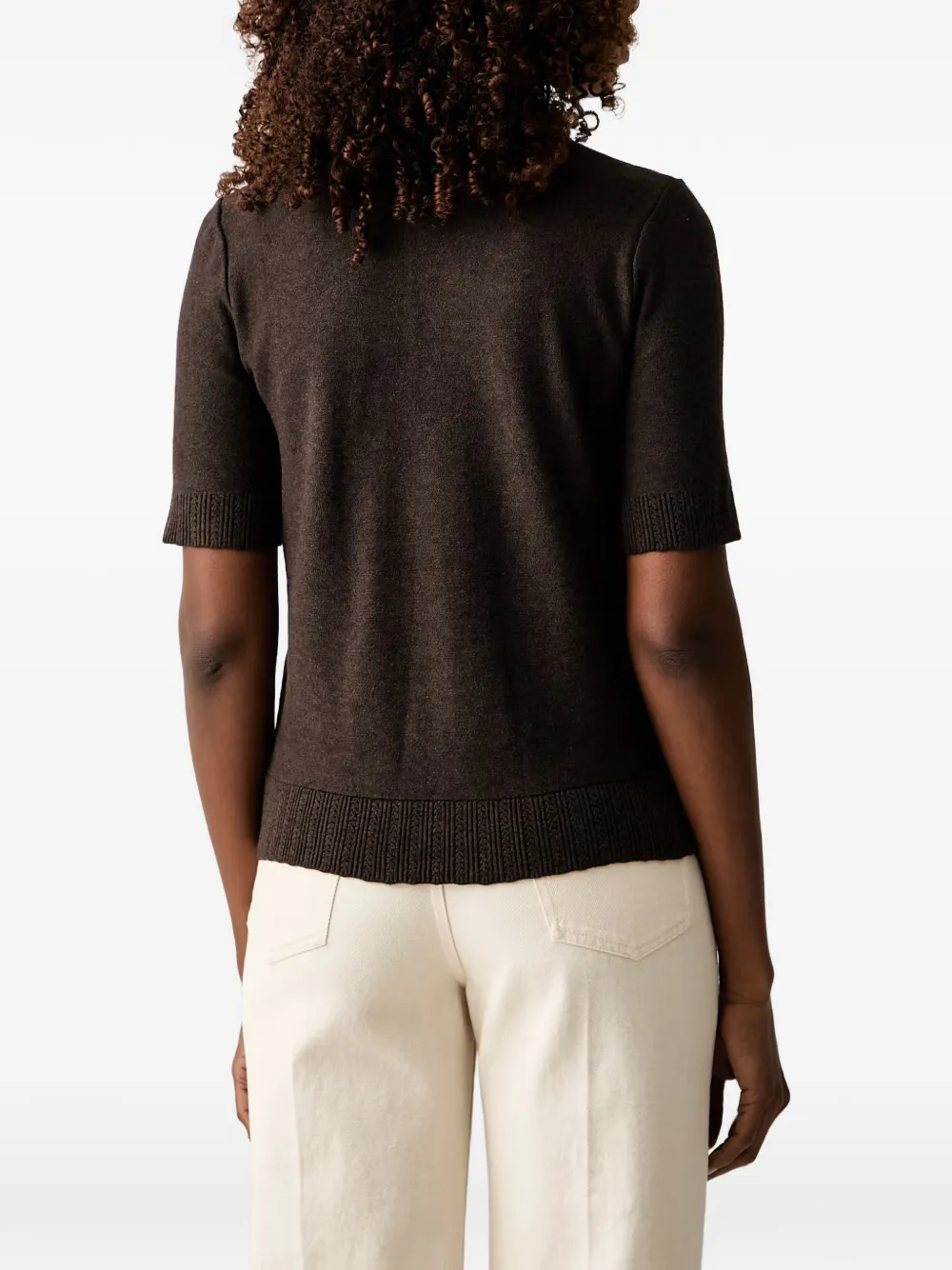 TWINSET Poloshirt met korte mouwen verfraaid met bloemen Bruin