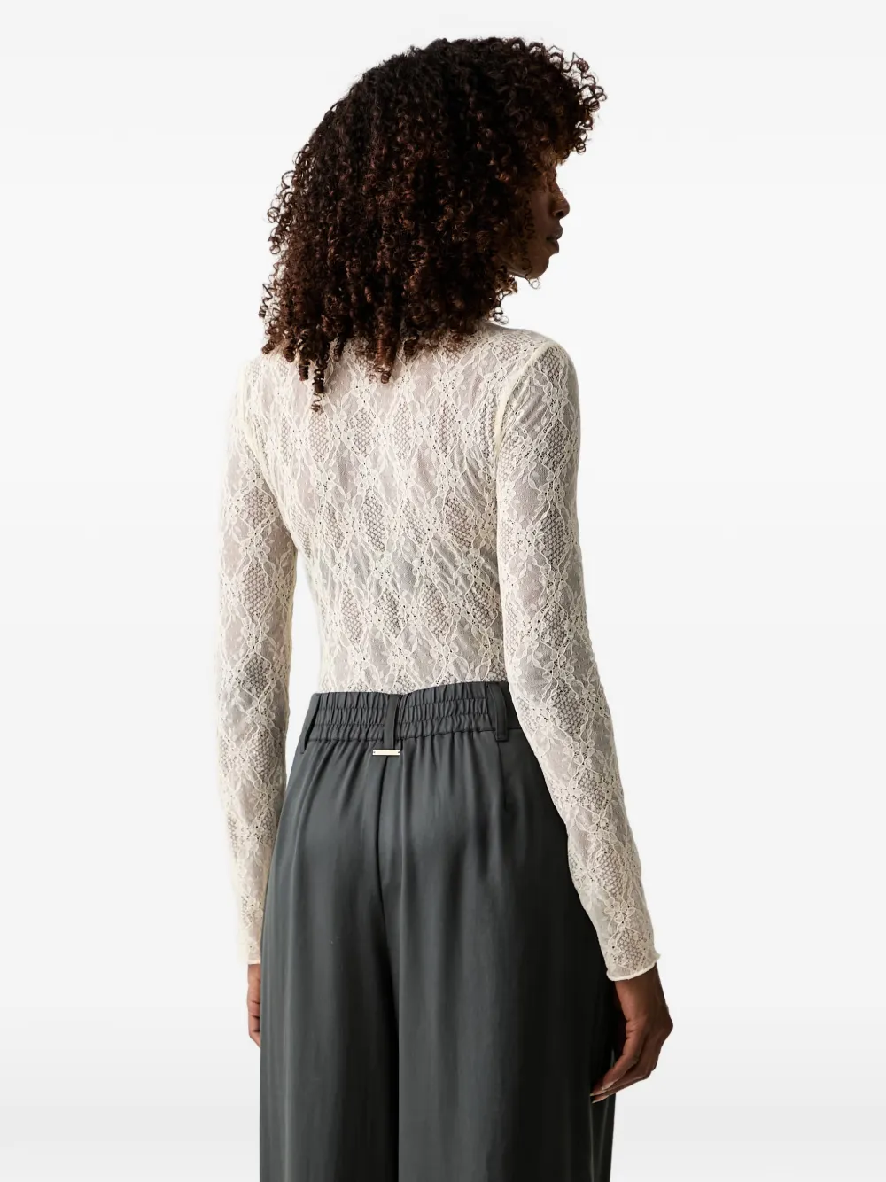 TWINSET Top met lange mouwen en kanten patroon Beige