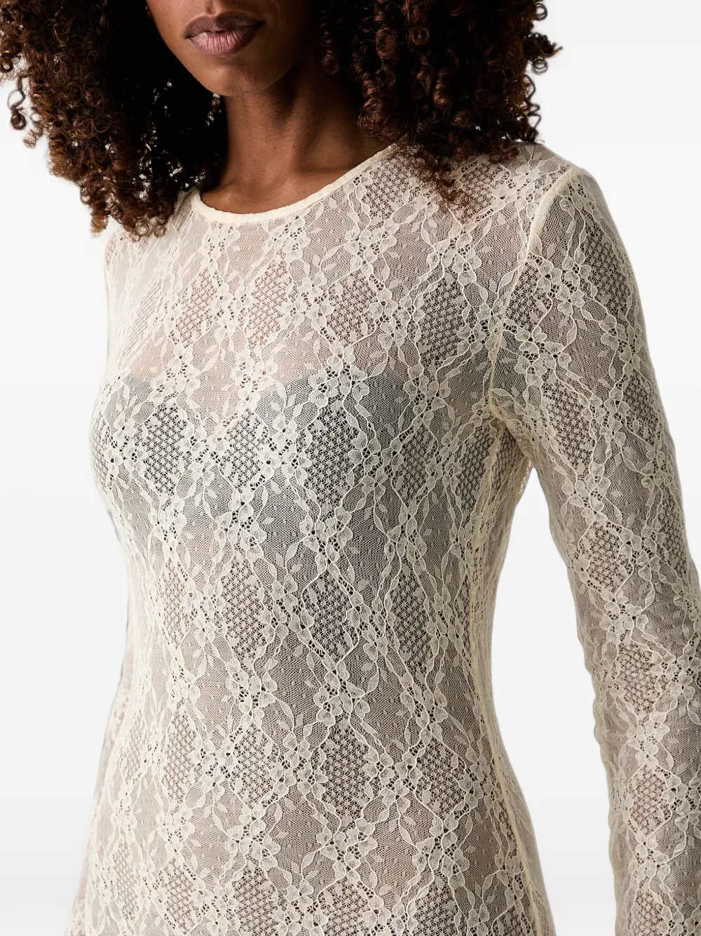 TWINSET Top met lange mouwen en kanten patroon Beige