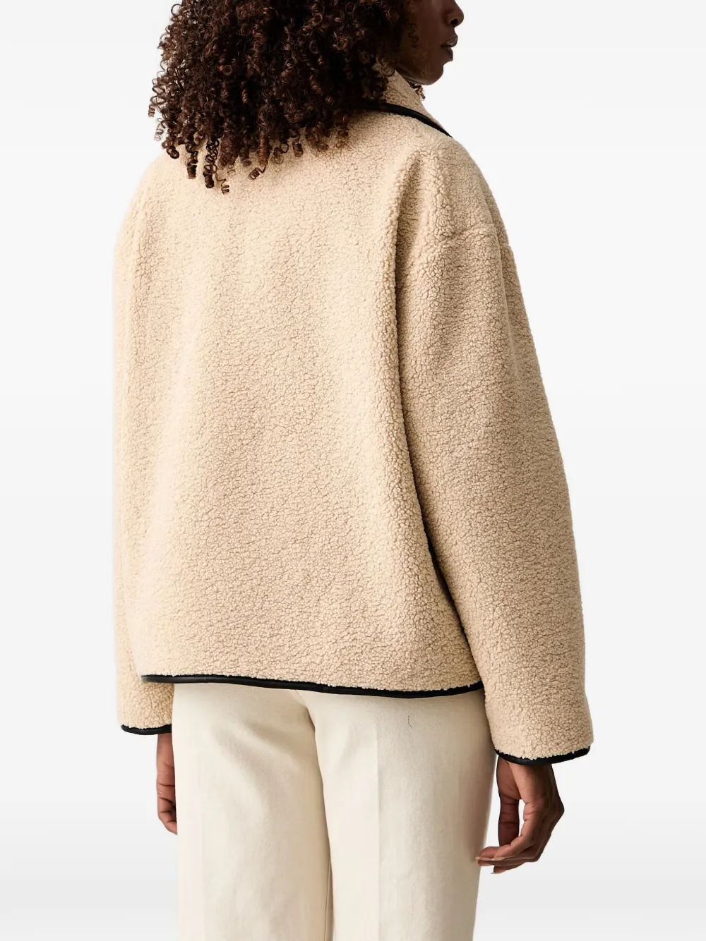 TWINSET faux-fur caban coat with frog fasteners Beige