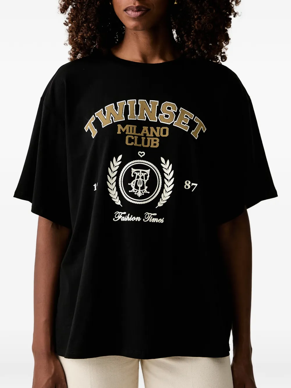 TWINSET T-shirt met logoprint Zwart