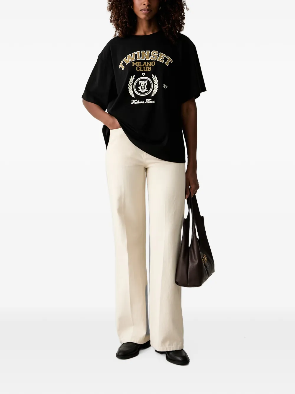 TWINSET T-shirt met logoprint Zwart
