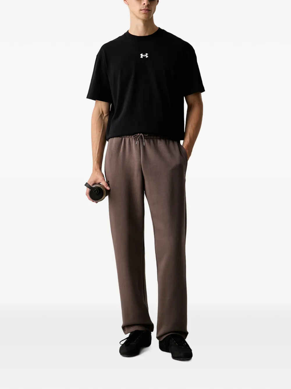 Under Armour Icon Fleece trainingsbroek met trekkoordtaille en logo-print Bruin