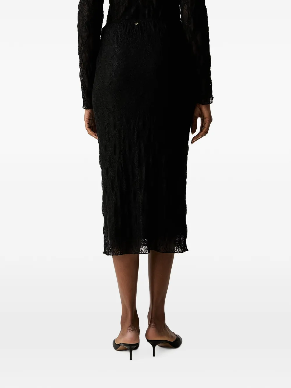 TWINSET lace-overlay midi skirt Zwart