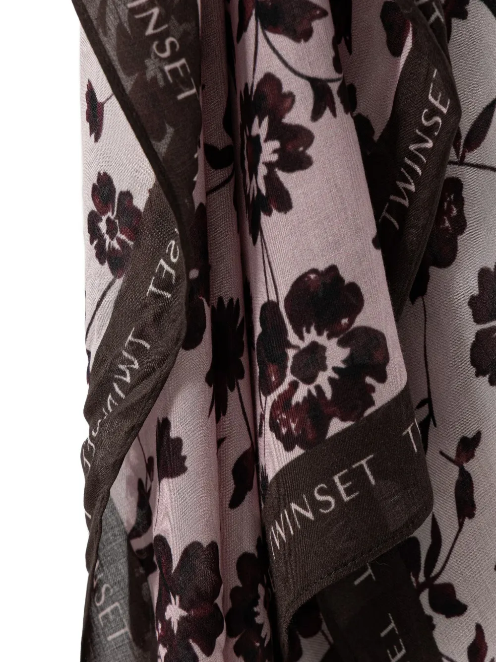 TWINSET Sjaal met bloemenprint en logo-detail Roze