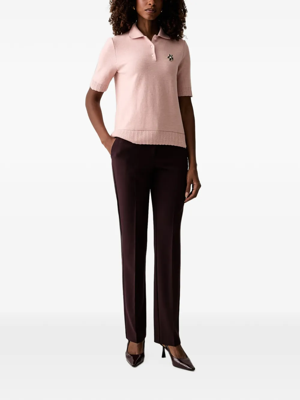 TWINSET polo shirt with brooch Roze
