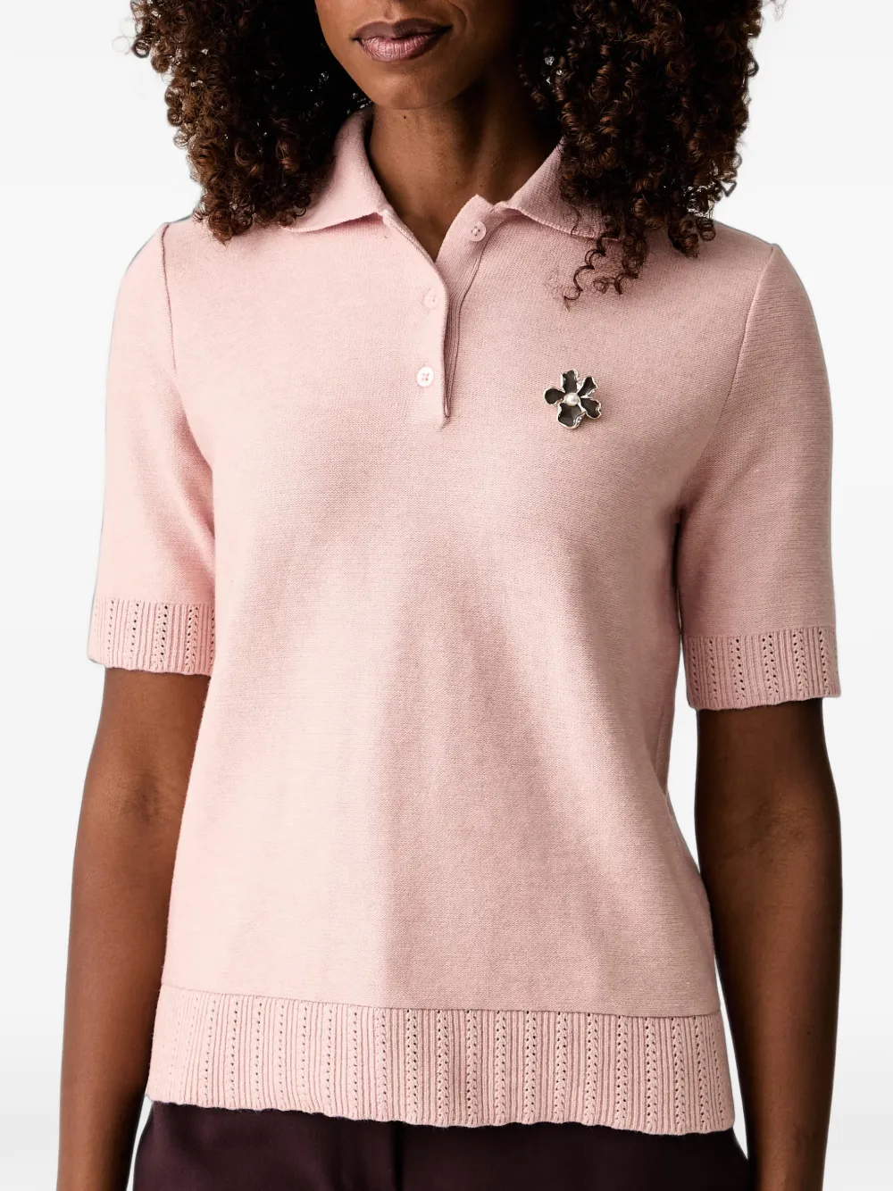TWINSET polo shirt with brooch Roze