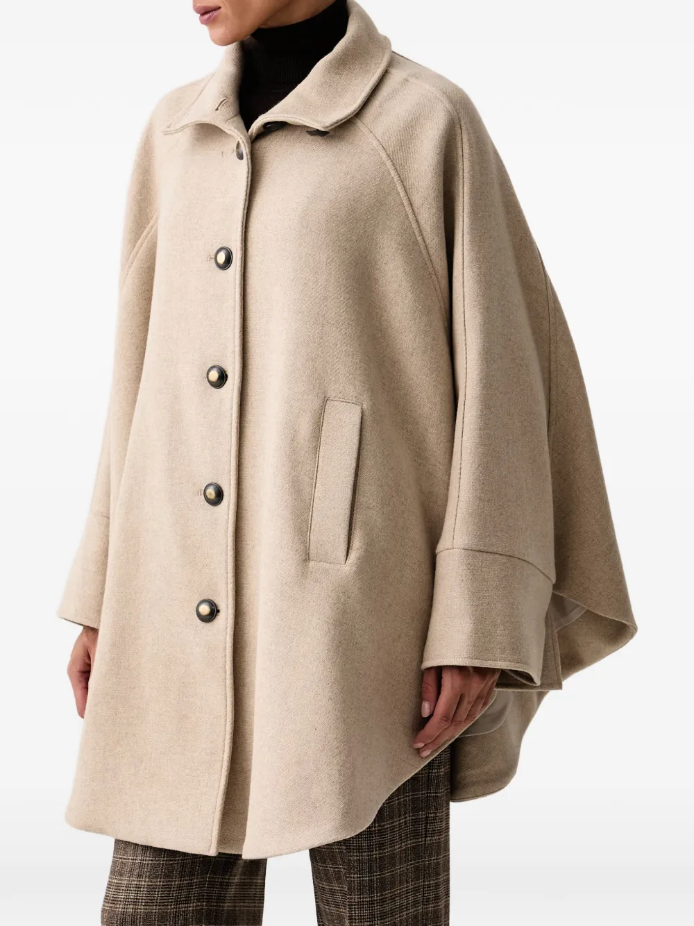 TWINSET Wollen cape met knopen Beige