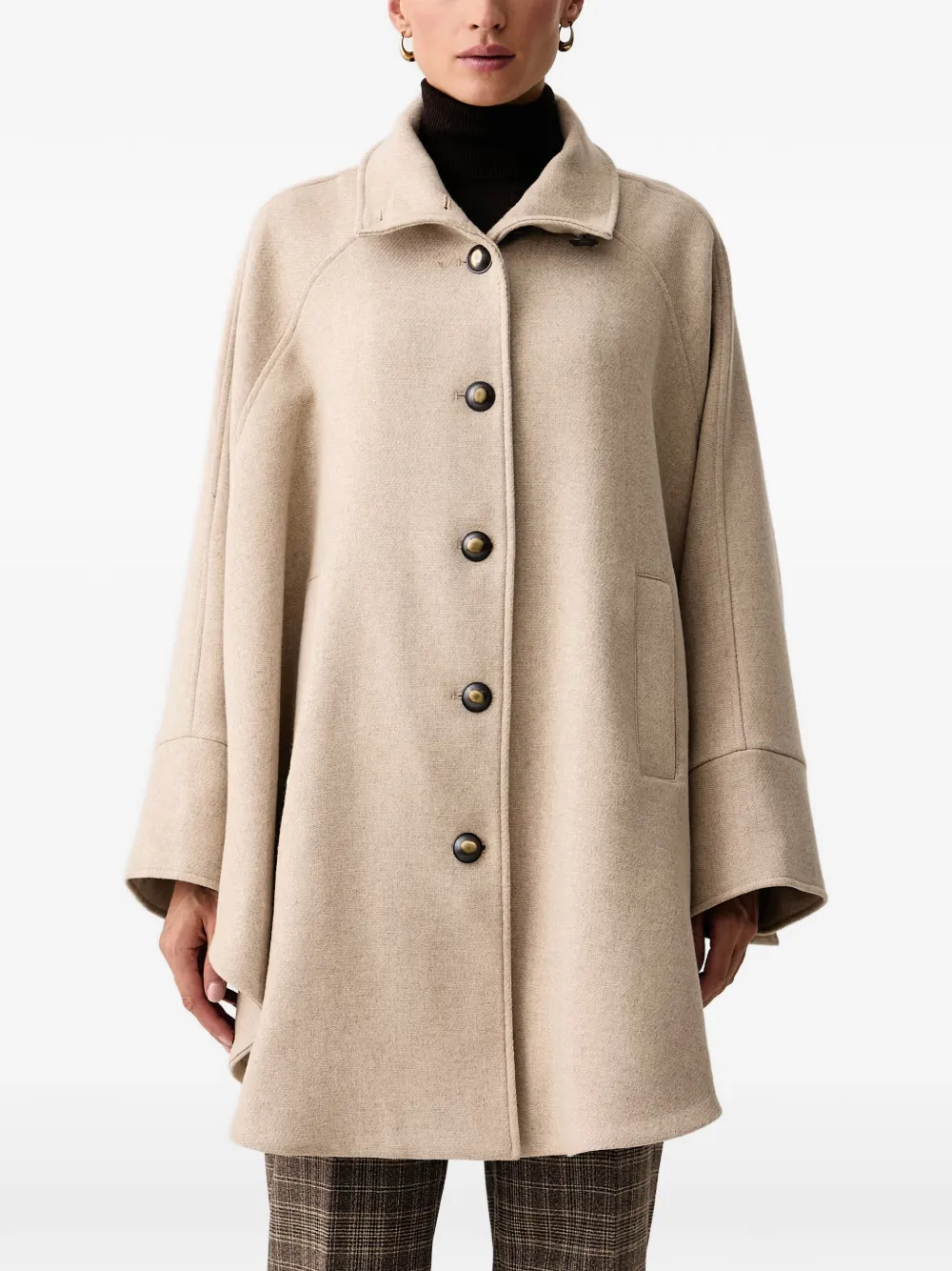TWINSET Wollen cape met knopen Beige