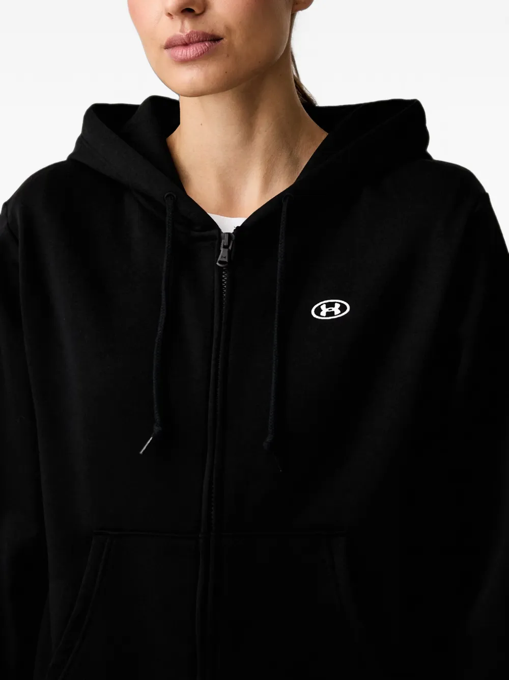 Under Armour Hoodie met logoprint en rits Zwart