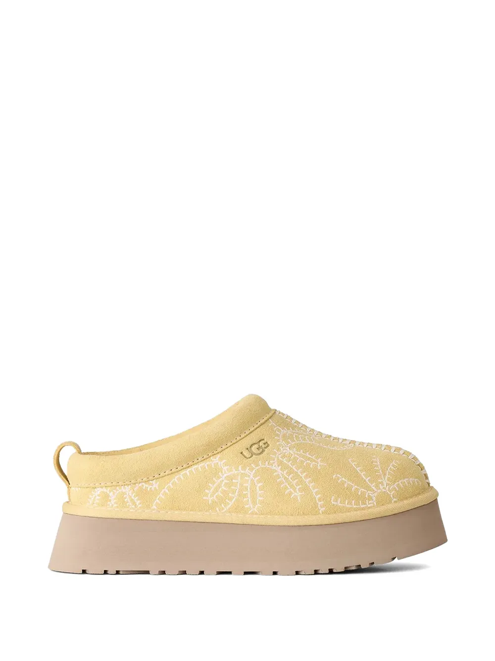 UGG Tazz Botanic embroidered platform mules - women - Calf Suede/Recycled Wool/Lyocell/Polyethylene vinyl acetate (PEVA)/Polyethylene vinyl aceta...