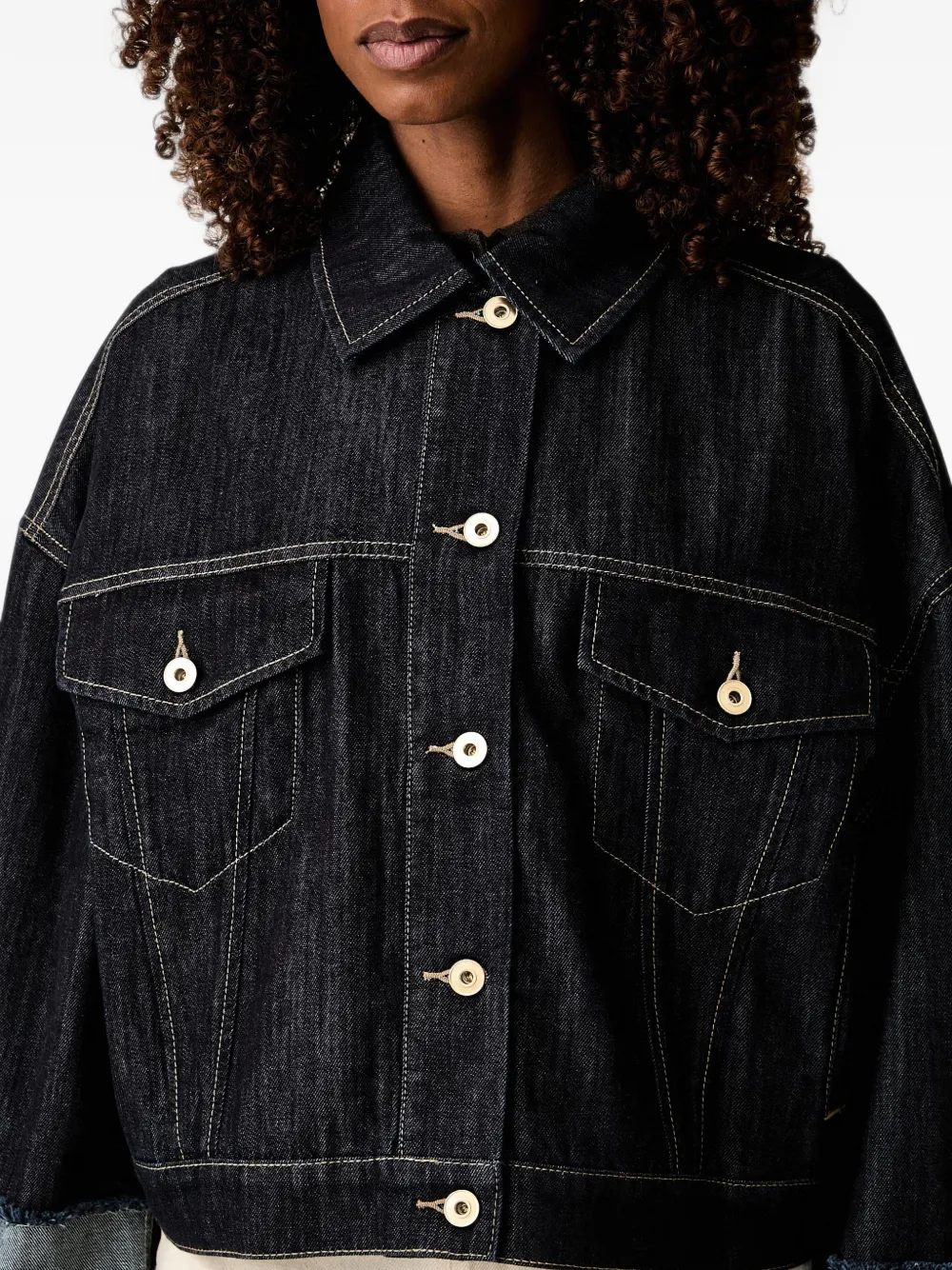 TWINSET Jack met rafelranden en contraststiksels Blauw