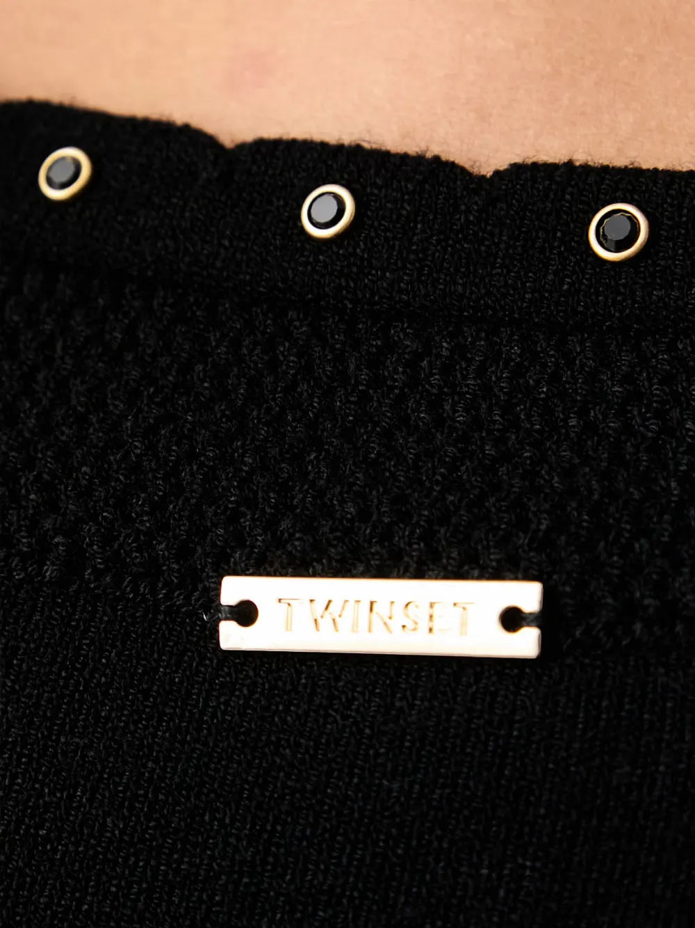 TWINSET Trui verfraaid met ringlets en korte mouwen Zwart