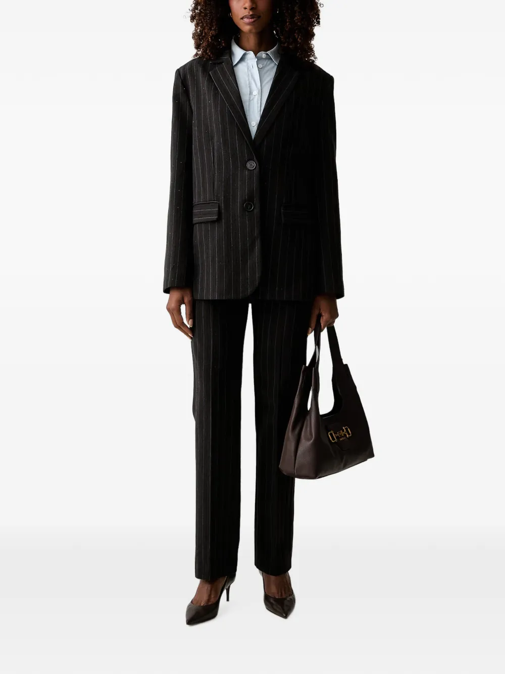 TWINSET Blazer verfraaid met pailletten en krijtstreep Zwart