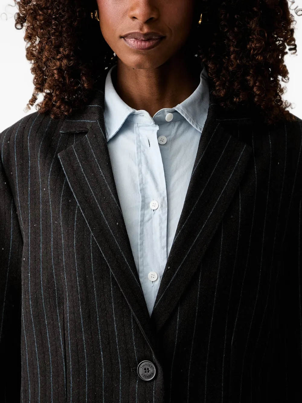 TWINSET Blazer verfraaid met pailletten en krijtstreep Zwart