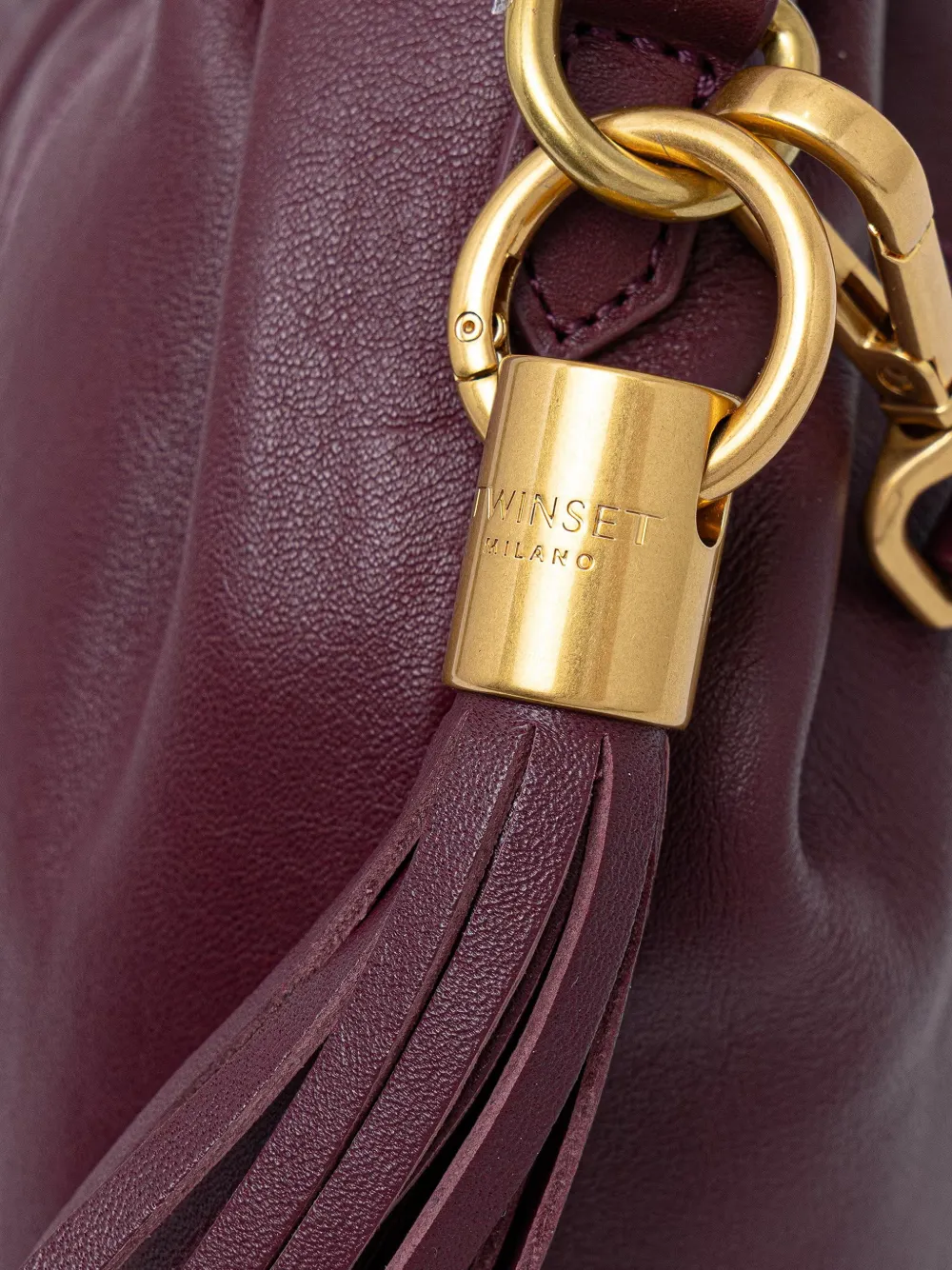 TWINSET Gesmockte schoudertas met kwast Paars