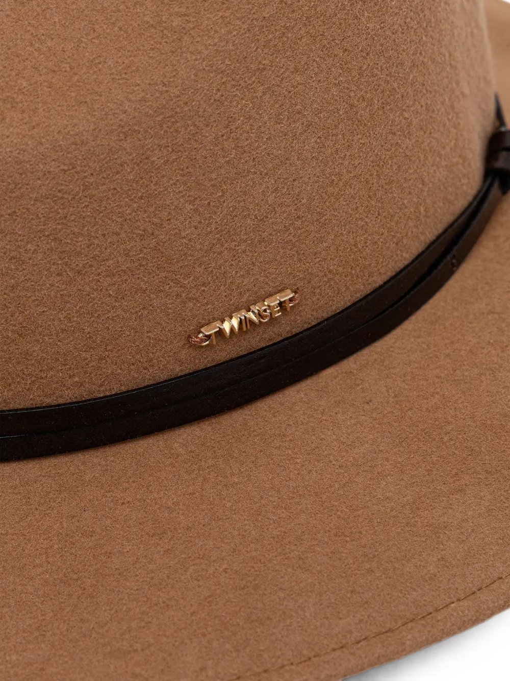 TWINSET Fedora hoed met logoplakkaat Bruin