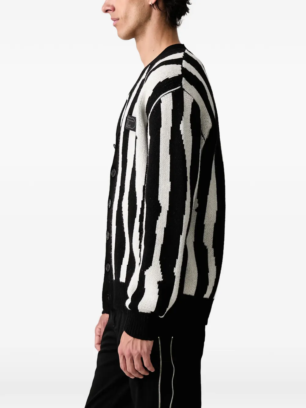 Undercover Intarsiagebreid vest met logo-patch Zwart