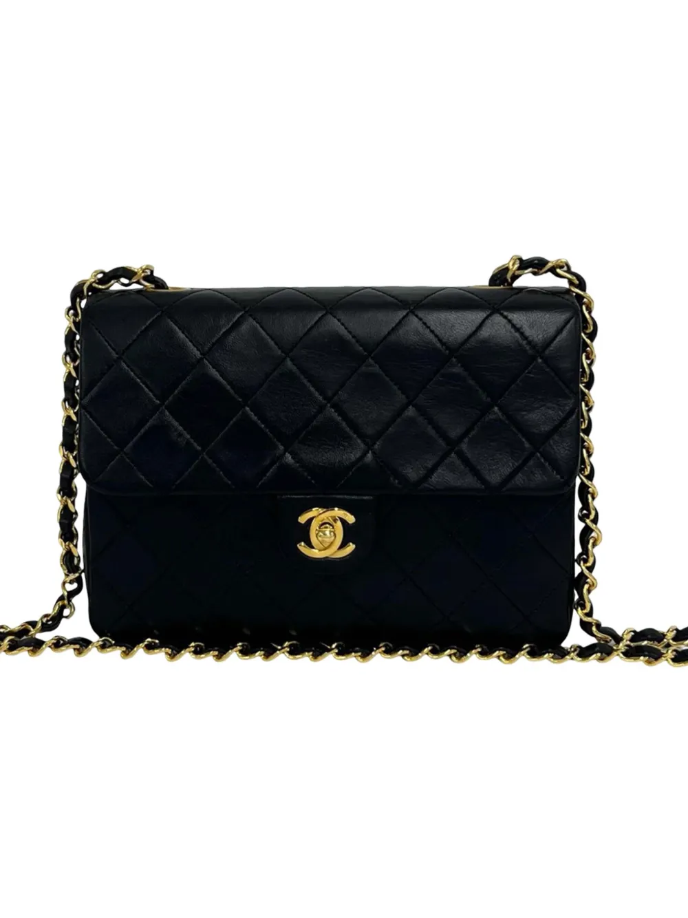 CHANEL Pre-Owned 1989-1991 Small Square Quilted Lambskin Flap crossbody bag - Nero