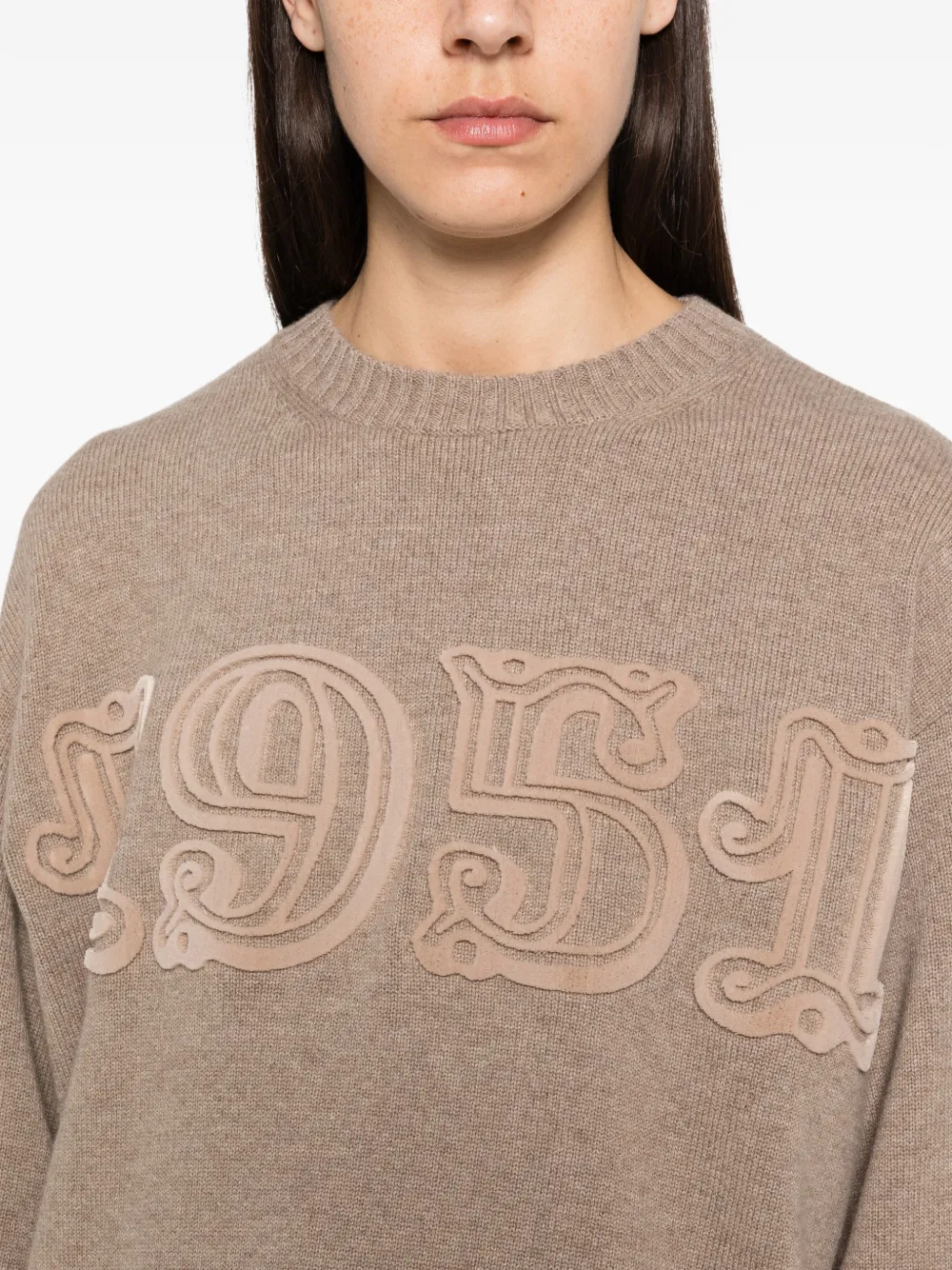 Max Mara Trui met patch en applicatie Beige