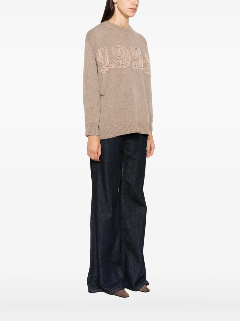 Max Mara Trui met patch en applicatie Beige