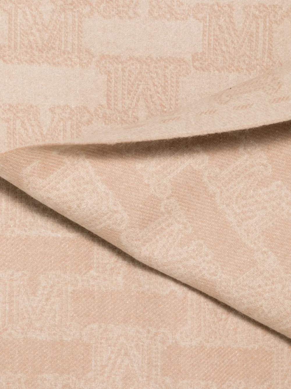 Max Mara Sjaal met teddybeer-patroon en franje Beige