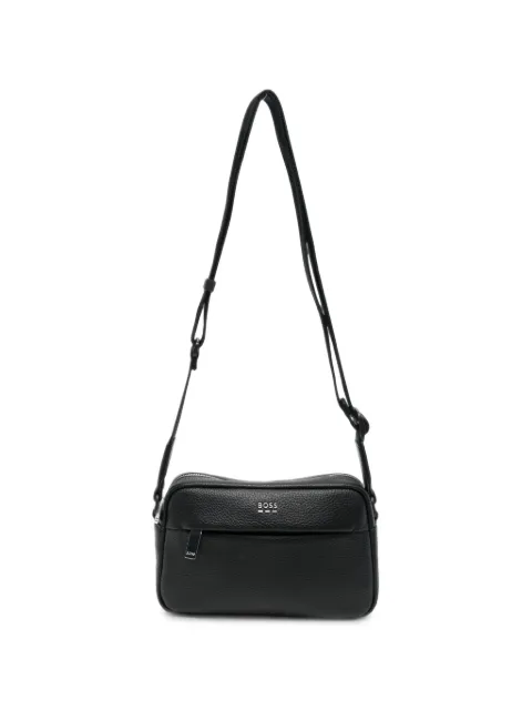 BOSS Ray grained-effect logo-plaque messenger bag