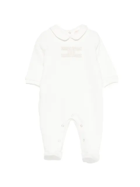 Elisabetta Franchi Kids embroidered-logo Peter Pan collar babygrow
