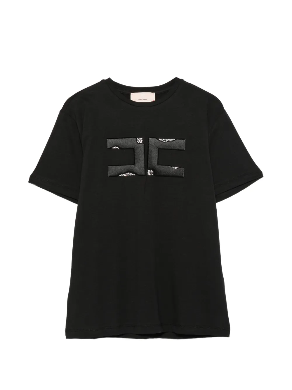 Elisabetta Franchi Kids logo-patch crystal-embellished T-shirt - Nero
