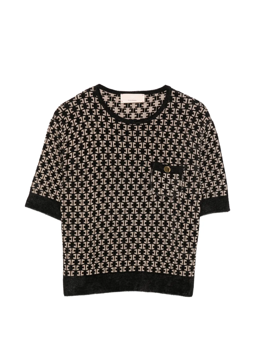 Elisabetta Franchi Kids monogram-pattern chest-pocket sweater - Nero