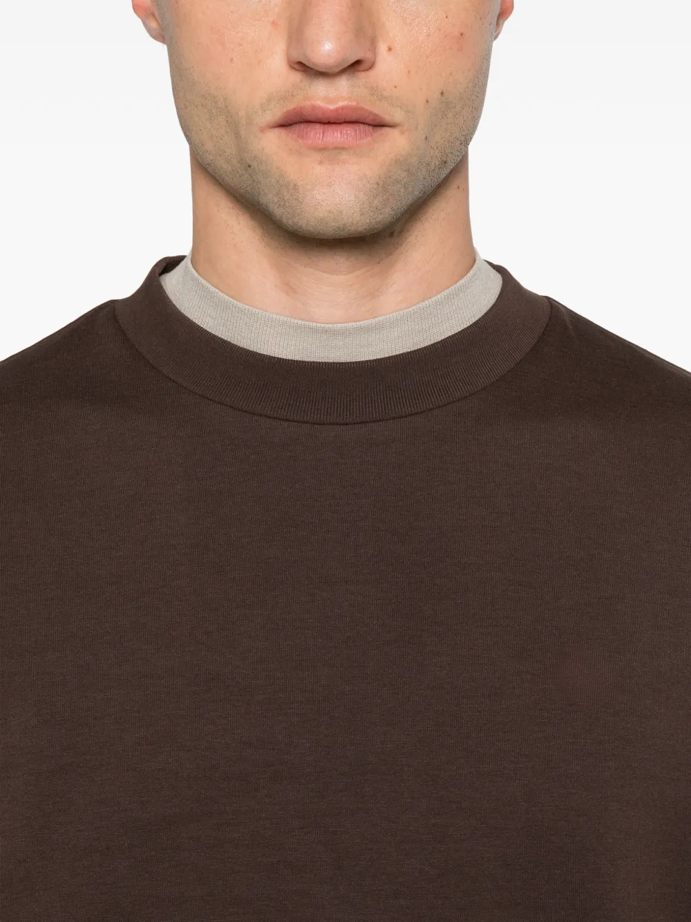 BOSS Sweater met logoplakkaat Bruin
