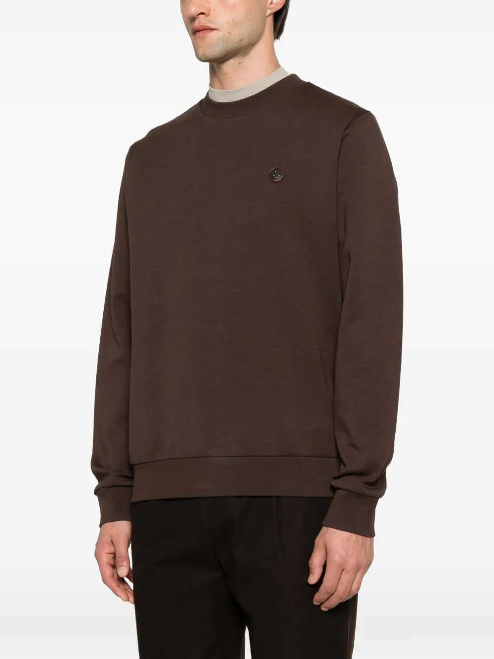 BOSS Sweater met logoplakkaat Bruin