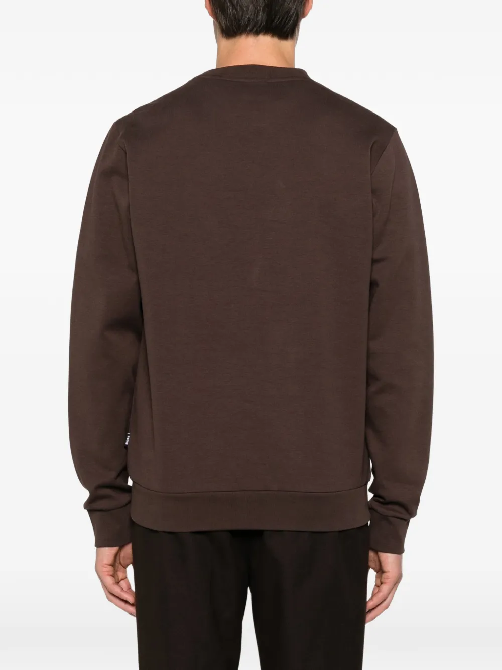 BOSS Sweater met logoplakkaat Bruin